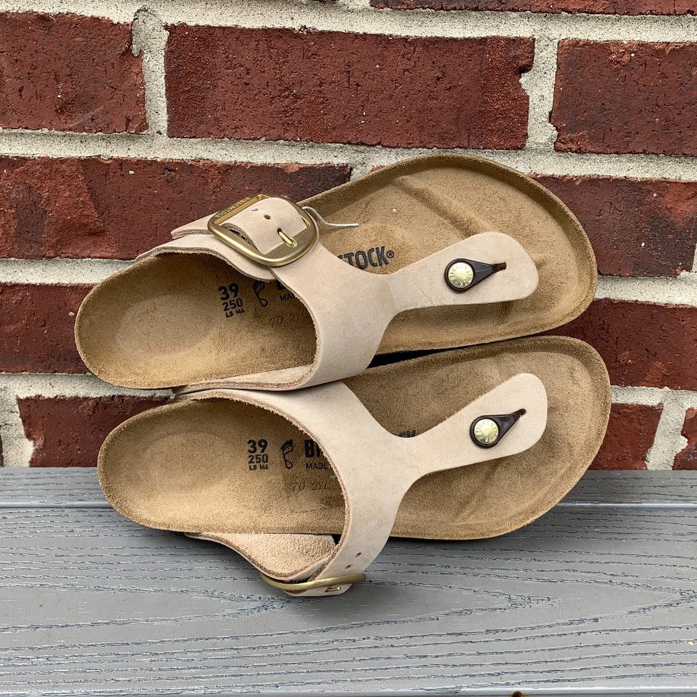 New Birkenstock Big Buckle Gizeh Sandals, Size 39R/8-8.5